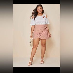 Plus Zipper Side Wrap Knot Skirt